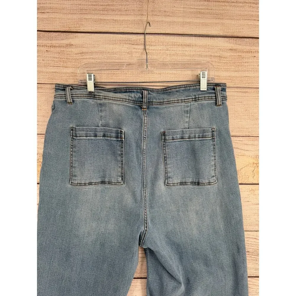 OAT New York‎ High Rise Wide Leg Jean Womens 16W Blue Medium Wash Denim